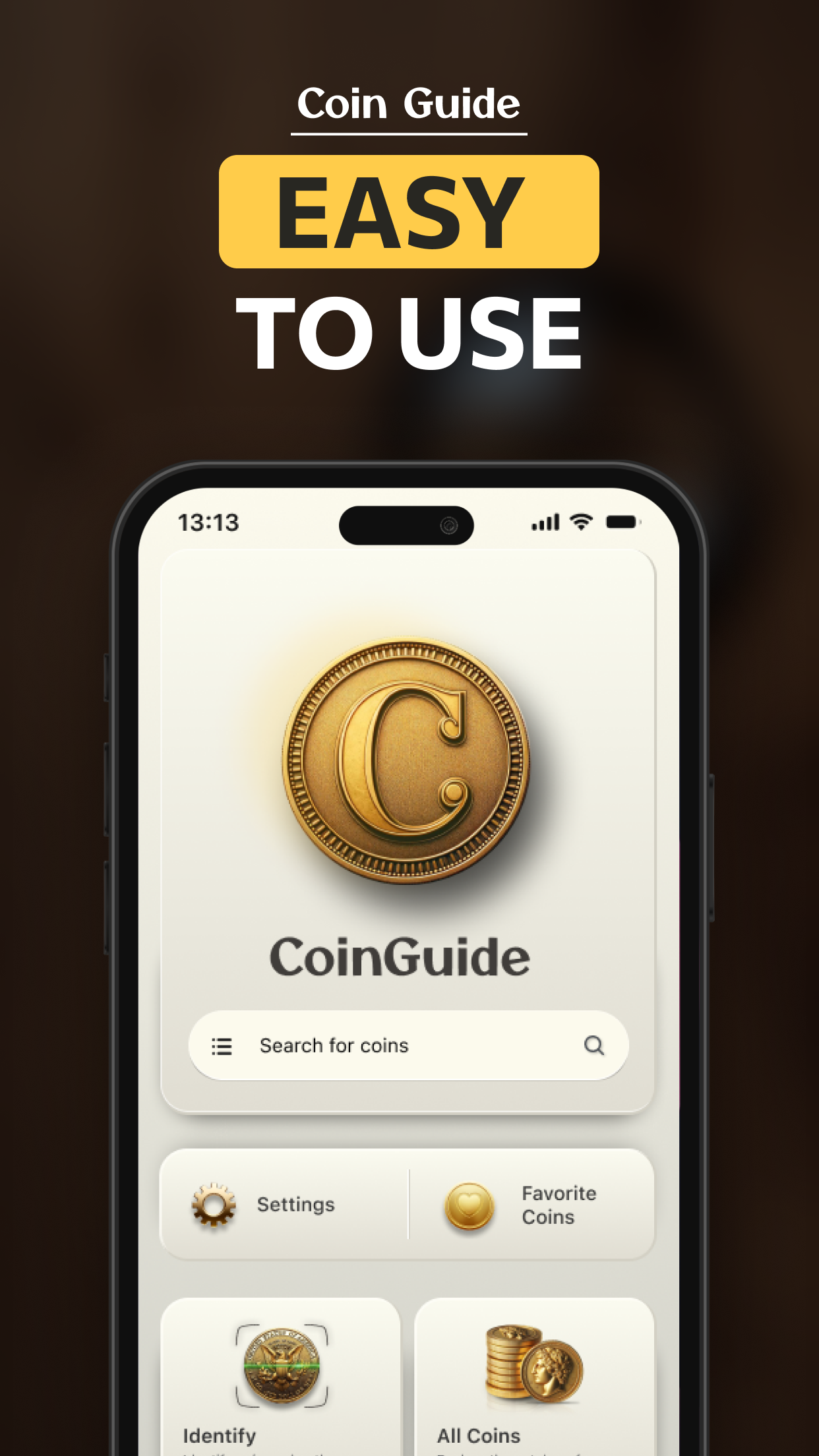 Coin Identifier - Appraisal home screen — search and browse identified coins