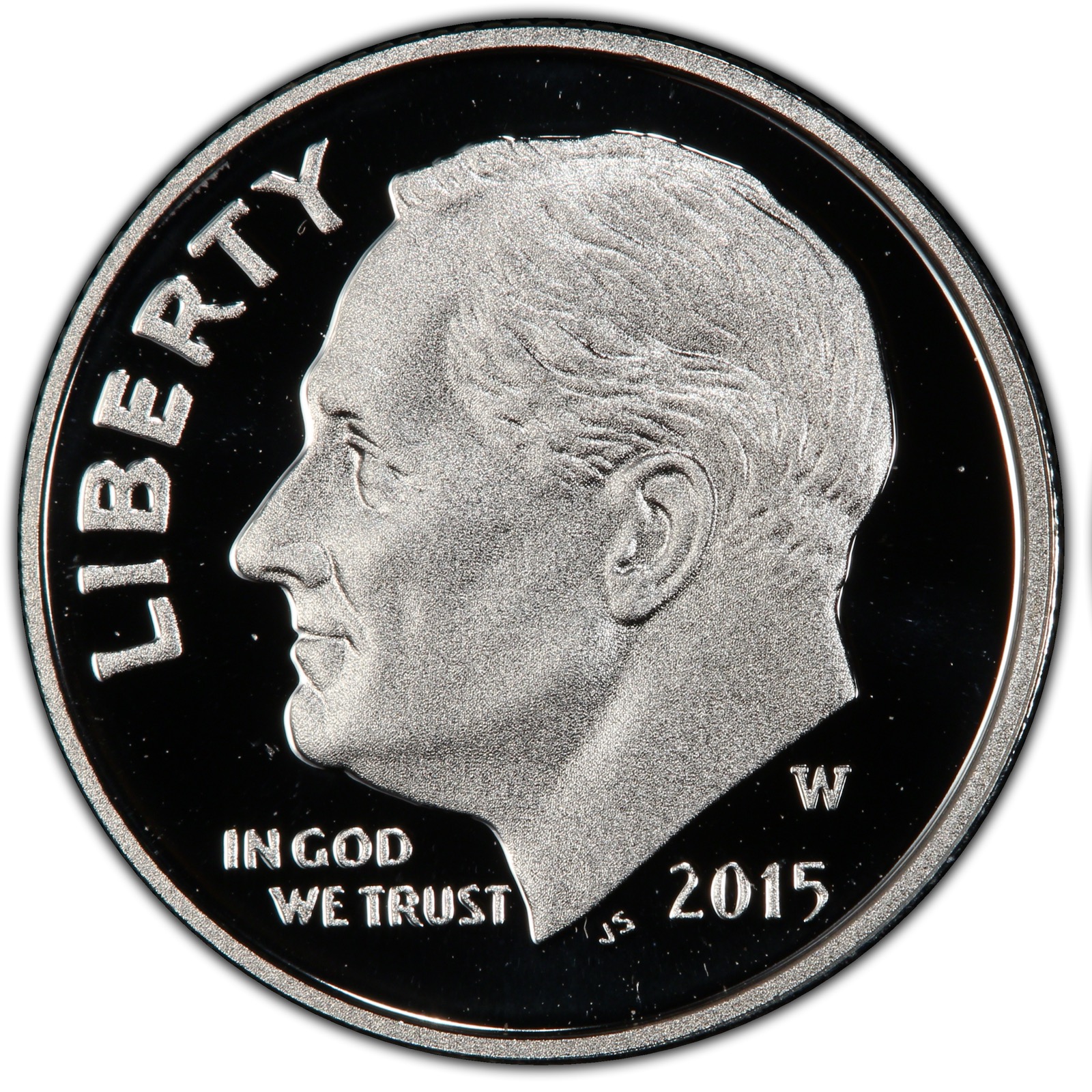 Roosevelt dime obverse — the design on the US ten-cent coin since 1946
